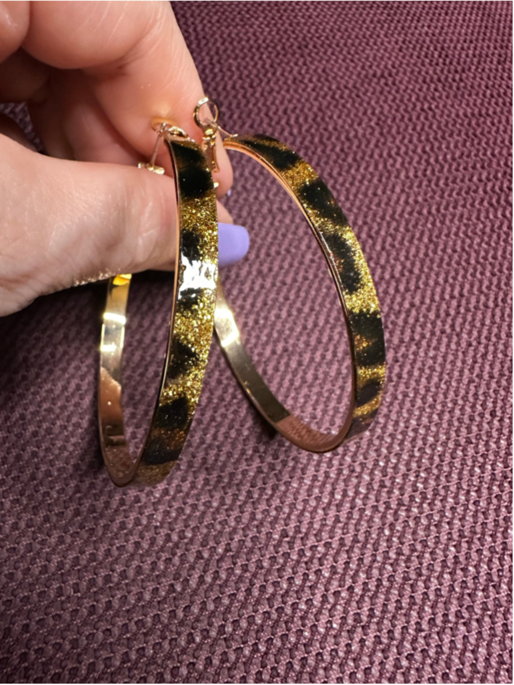 Gold and Black Leopard Print Hoop Earrings